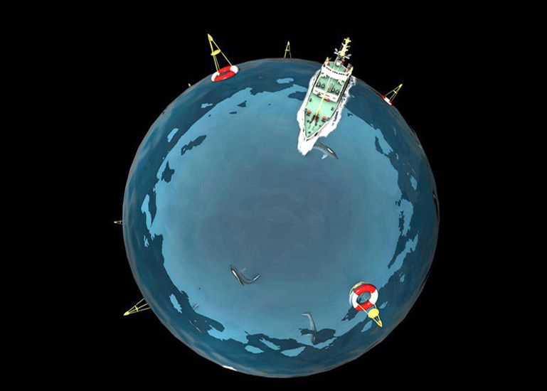 Planeta Azul. Mundo marino, donde un buque oceanográfico surca sus aguas.