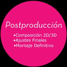 La célula de postproducción es donde se integran las composiciones 2D y 3D, se hacen los Ajustes Finales y el Montaje Definitivo de las piezas